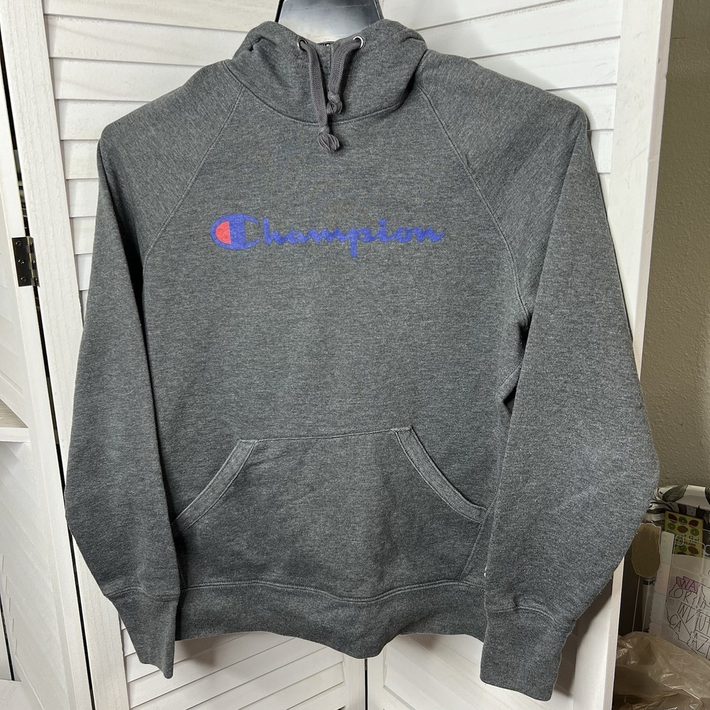 Champion Authentic Athleticwear Mens Dark Gray Hoodie Spell Out Size Medium